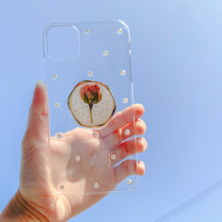 一輪のバラとパール 押し花 iPhoneケース Android Xperia 全機種対応 5枚目の画像