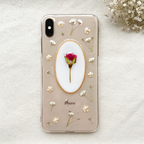 ミニー ハンドメイド バラ ハート アイホンケース ミニー/ヴィンテージケーキ ハードガラススマホケース