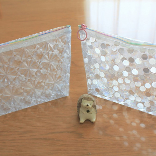 受注後製作】きらきらクリアファスナーポーチ クリスタル×ライトブルー