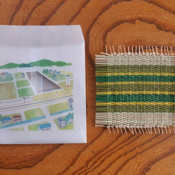 「早島駅から見る田園風景」と手織りコースター 2枚目の画像