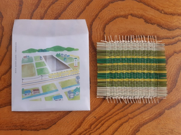 「早島駅から見る田園風景」と手織りコースター 2枚目の画像