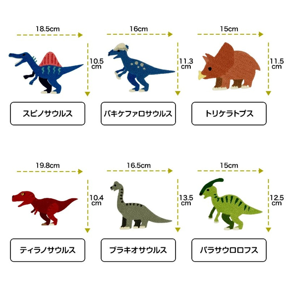 とても 大きい 恐竜 もこもこ ワッペン 5枚 セット 日本製 子供 トレーナー タオル バッグ アイロン 接着 大人 2枚目の画像