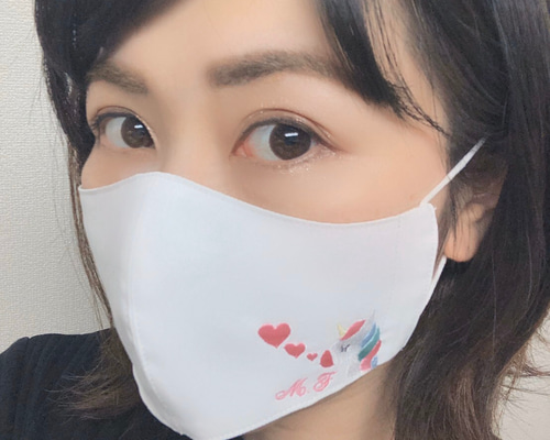 夏マスク/接触冷感/ゆめかわ/ユニコーン/洗える抗菌マスク/刺繍無料