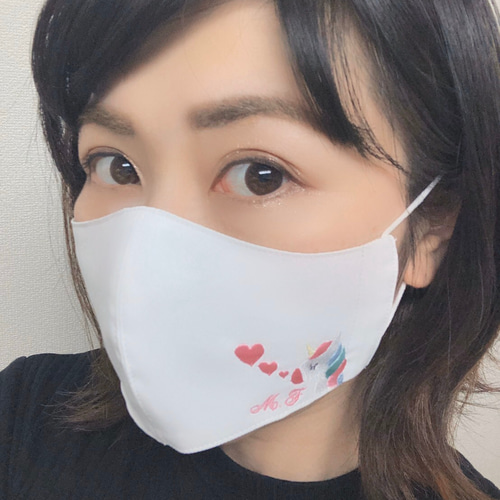 ハンドメイドマスク　ゆめかわユニコーン 夏マスク/接触冷感/ゆめかわ/ユニコーン/洗える抗菌マスク/刺繍無料