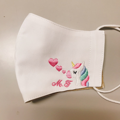 夏マスク/接触冷感/ゆめかわ/ユニコーン/洗える抗菌マスク/刺繍無料