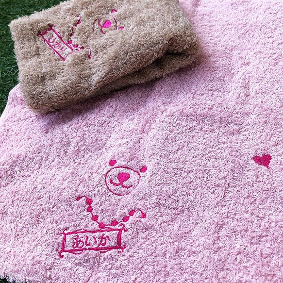 【 猫の日2024 】名入れ　ハンドタオル　猫 テディベア 刺繍　 ✩.*˚ラッピング無料 6枚目の画像