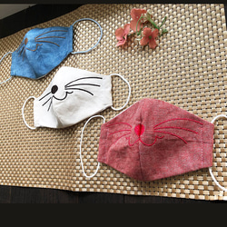 猫顔刺繍 マスク 小学生 子ども 女性  男性 立体マスク 4枚目の画像