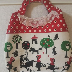 【童話の世界】ハンドメイド　赤ずきんちゃん　たまごバッグ　トートバッグ　たまごのような形のバッグ　 6枚目の画像