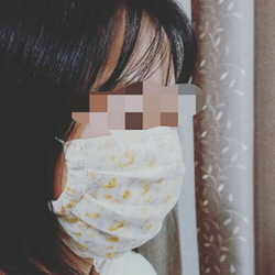 夏マスクに♪【ノーズワイヤー入り】   抗菌コットンプリーツマスク(ミントフラワー) 6枚目の画像