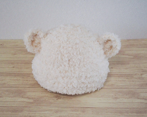 モコモコくま耳帽子 白＆ミルクティー 46～48cm 再販〉 もこもこ帽子 くま耳帽子 ハンドメイド ベビー キッズ