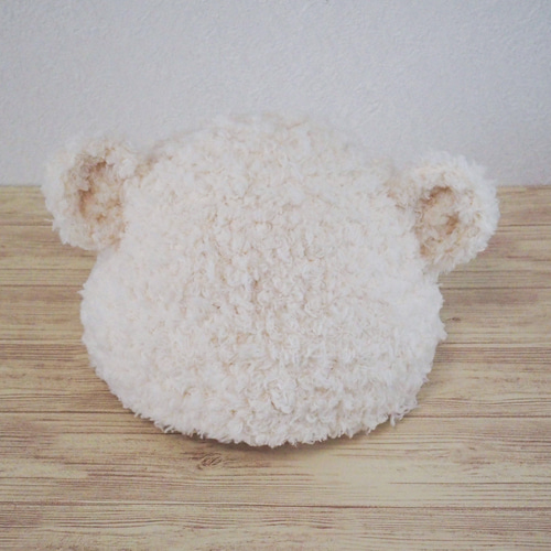モコモコくま耳帽子 白＆ミルクティー 46～48cm もけもけくまみみ帽 ≪ミルク≫（42～58cm） 帽子(ベビー