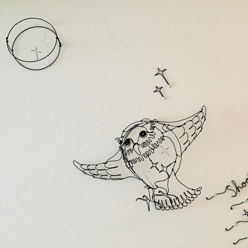 ワイヤーアート ワイヤークラフト 月夜のフクロウ 星Star 立体 
