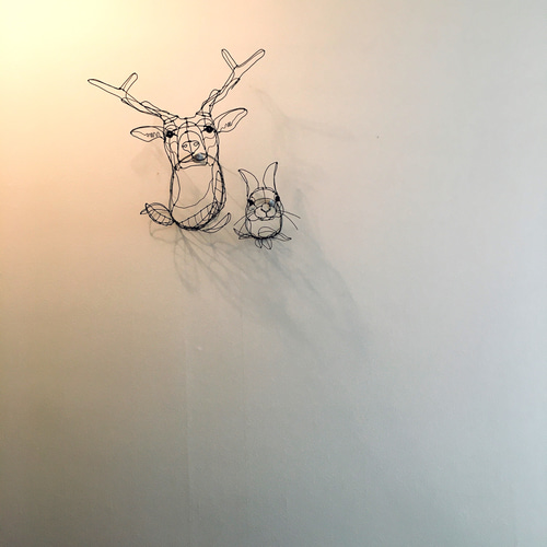 ワイヤーアート ワイヤークラフト 鹿とうさぎ リーフ 森の中 ワイヤーアート ワイヤークラフト 鹿とうさぎ リーフ 森の中