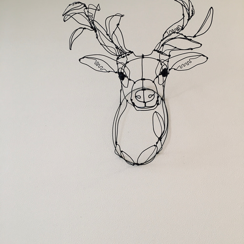 ワイヤーアート ワイヤークラフト 鹿 リーフ 立体・オブジェ 玄米