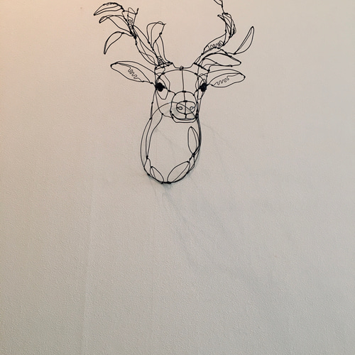 ワイヤーアート ワイヤークラフト 鹿 リーフ 立体・オブジェ 玄米