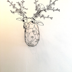 ワイヤーアート ワイヤークラフト 鹿 梅に鶯 うめにうぐいす 立体