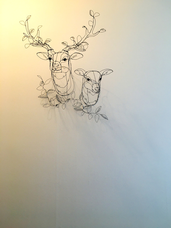 雄鹿　フラワーアート　立体　ワイヤークラフト 1000円 お値引き中 雄鹿 フラワーアート 立体 ワイヤークラフト