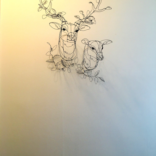 ワイヤーアート ワイヤークラフト 鹿 tree 2点セット 立体・オブジェ