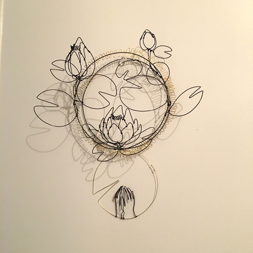 ワイヤーアート ワイヤークラフト 太陽に咲く睡蓮 ありがとうのリース 