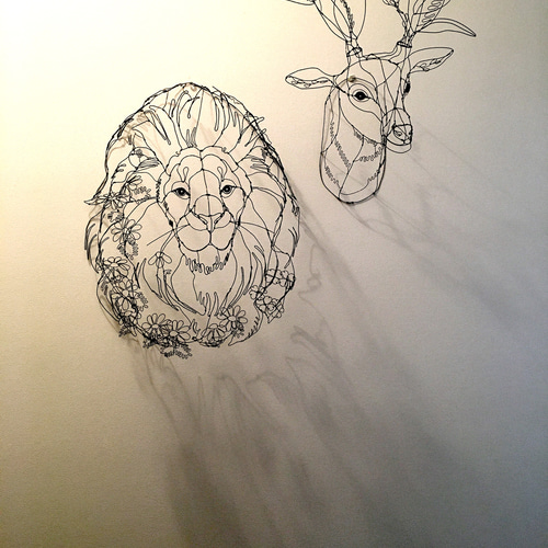 ワイヤーアート　ワイヤークラフト ライオン ワイヤーアート ワイヤークラフト ライオン 太陽と月【受注制作