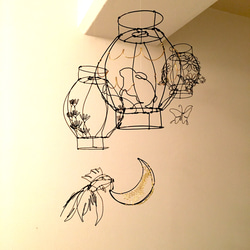 キコさま専用☆ワイヤーアート　ワイヤークラフト  提灯　月とうさぎ 1枚目の画像