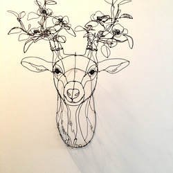 ワイヤーアート　ワイヤークラフト  鹿 tree 椿　つばき　ツバキ 1枚目の画像