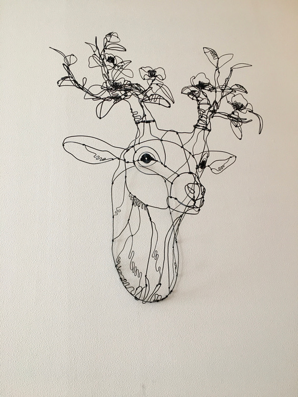 ワイヤーアート　ワイヤークラフト  鹿 tree 椿　つばき　ツバキ 5枚目の画像