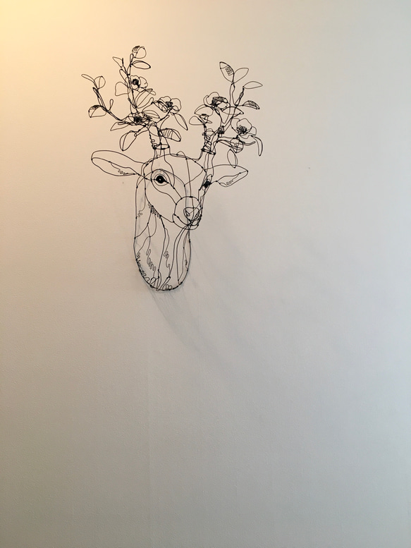 ワイヤーアート　ワイヤークラフト  鹿 tree 椿　つばき　ツバキ 7枚目の画像