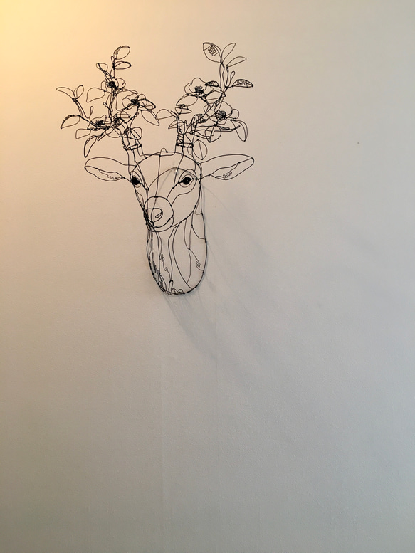 ワイヤーアート　ワイヤークラフト  鹿 tree 椿　つばき　ツバキ 8枚目の画像