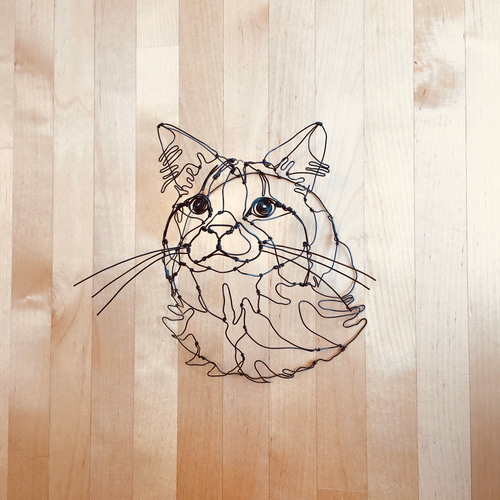 ワイヤーアート ワイヤークラフト 猫 ねこ ネコ【受注制作】 立体 ...