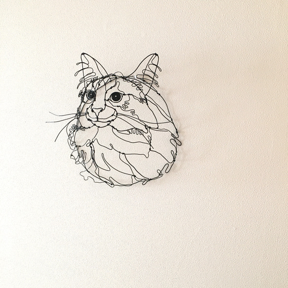 ワイヤーアート　ワイヤークラフト  猫　ねこ　ネコ【受注制作】 5枚目の画像