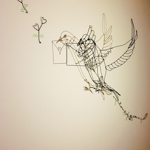 ワイヤーアート ワイヤークラフト レター 伝書鳩 でんしょはぁと 立体 