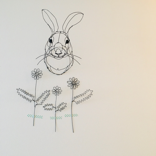 ワイヤーアート ワイヤークラフト 花とうさぎ