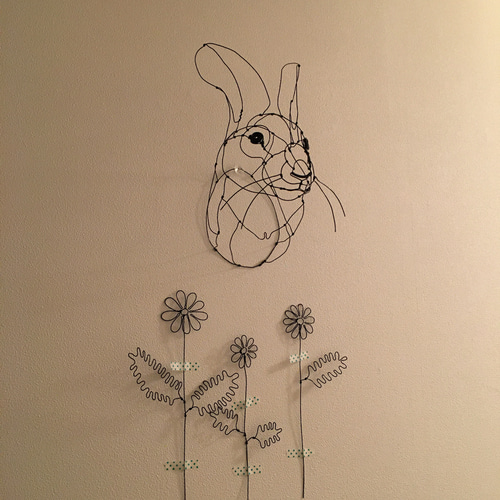 花とうさぎ』 ワイヤーアート ワイヤークラフト 立体・オブジェ