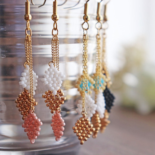 tamas ビーズ装飾ひし形イヤリング tamas ビーズ装飾ひし形イヤリング tamas Official Online Store