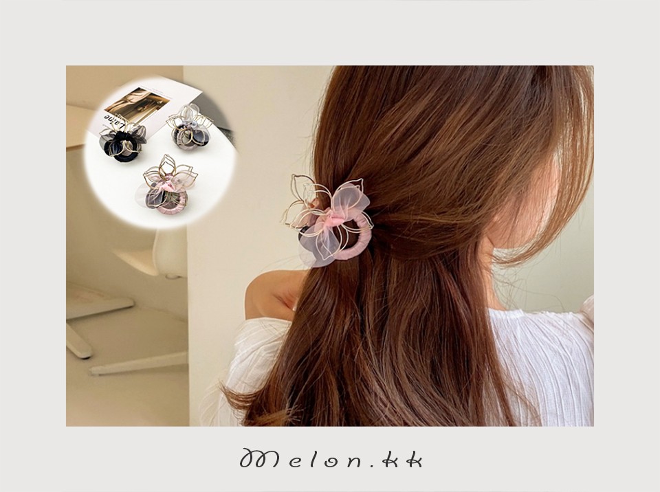 バンスクリップ ピンク 花 髪飾り 韓国 浴衣 ヘアクリップ ヘア