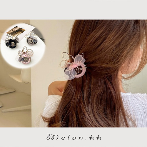 バンスクリップ ピンク 花 髪飾り 韓国 浴衣 ヘアクリップ ヘア