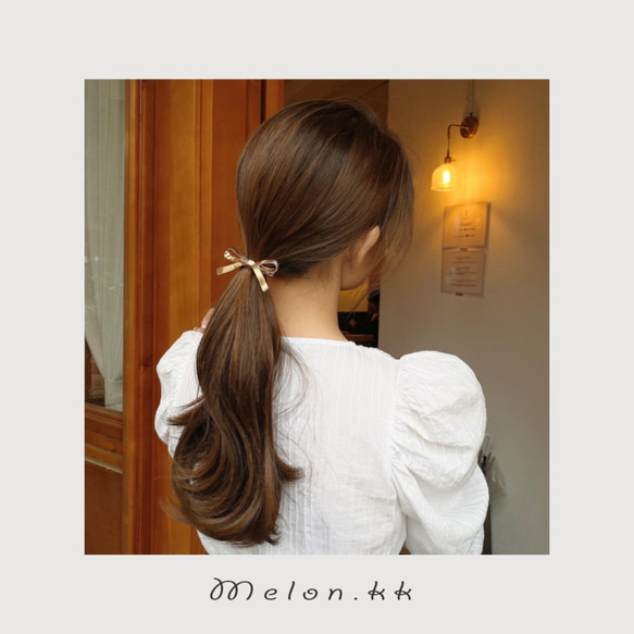 髮夾女士髮飾絲帶髮夾流行髮飾插花禮物韓國-Melon.kk 第2張的照片