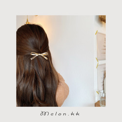 髮夾女士髮飾絲帶髮夾流行髮飾插花禮物韓國-Melon.kk 第3張的照片