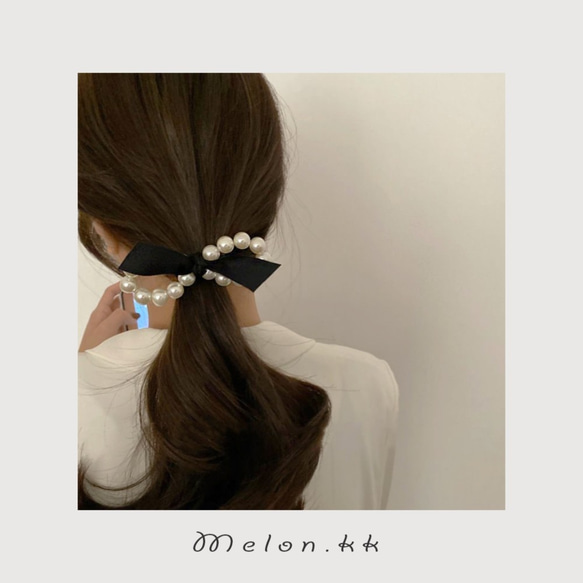 髮帶女髮飾絲帶珍珠流行髮飾編髮通勤優雅髮-Melon.kk 第2張的照片