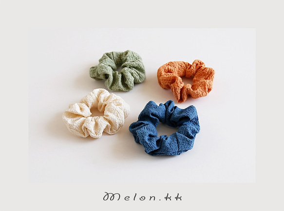 Scrunchie Summer Festival 髮飾縐紗彈力優雅時尚通勤髮飾 OL 夏季（8 色）- MelonKK 第1張的照片