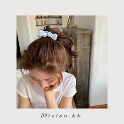 Scrunchie Summer Ribbon Arrangement Hair Elastic Black 6cm 通勤上班上 第7張的照片