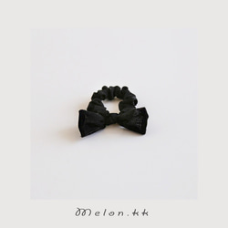 Scrunchie Summer Ribbon Arrangement Hair Elastic Black 6cm 通勤上班上 第3張的照片