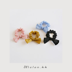 Scrunchie Summer Ribbon Arrangement Hair Elastic Black 6cm 通勤上班上 第2張的照片