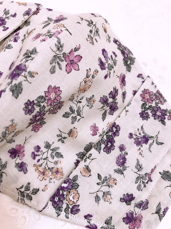 春、不織布が見える立体マスクカバー‼息のしやすい型！︎綺麗な紫色の小花柄！ 3枚目の画像
