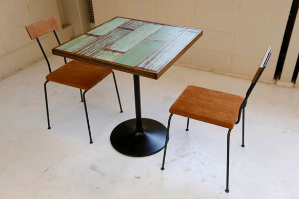 数量限定！LESS　カフェテーブル（テーブル・チェア３点セット）　塗装チーク古材LK-0001076 1枚目の画像