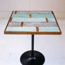 数量限定！LESS　カフェテーブル（テーブル・チェア３点セット）　塗装チーク古材LK-0001076 3枚目の画像