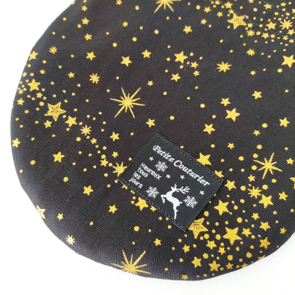 【クリスマス限定 | 聖夜の星空ゴールド】きゅっとしぼってかわいい♡まんまる巾着 | 内ポケット付き 5枚目の画像