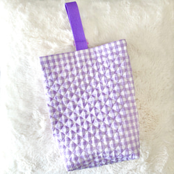 メルヘンチックなリバーシブル上履き袋&コップ袋セット/紫 3枚目の画像