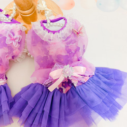 リンクコーデにもおすすめ！限定2着　雨の日を楽しむ！紫色のオリジナルワンピースドレス 6枚目の画像